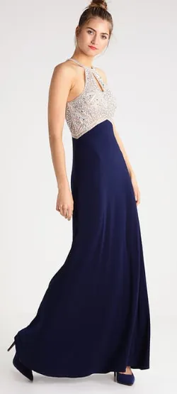 Navy Encrusted Gown