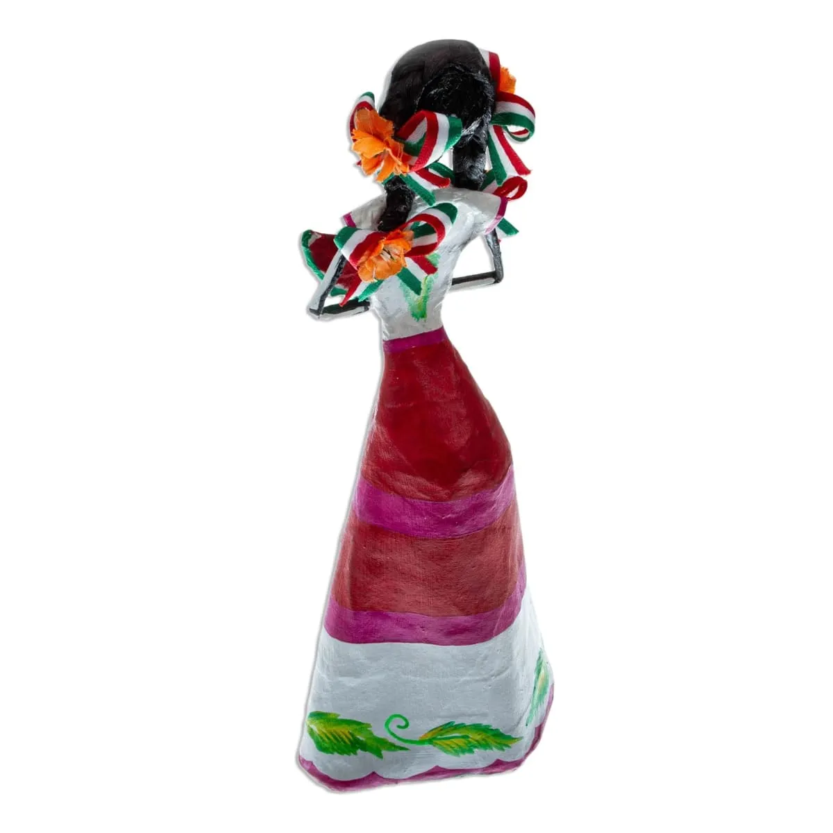 Novica Catrina With Watermelon Papier Mache Sculpture