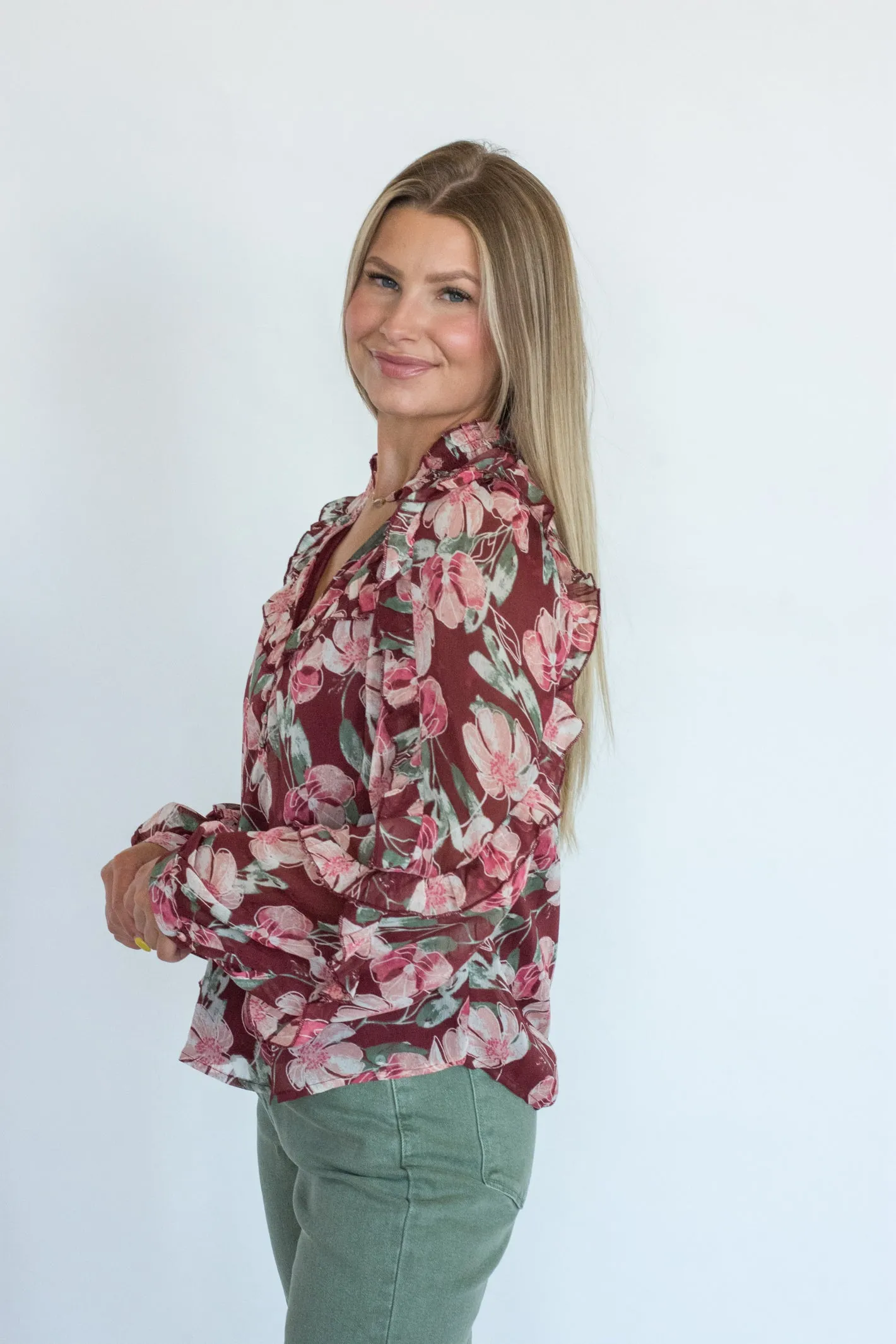 On the Lookout Floral Print Blouse