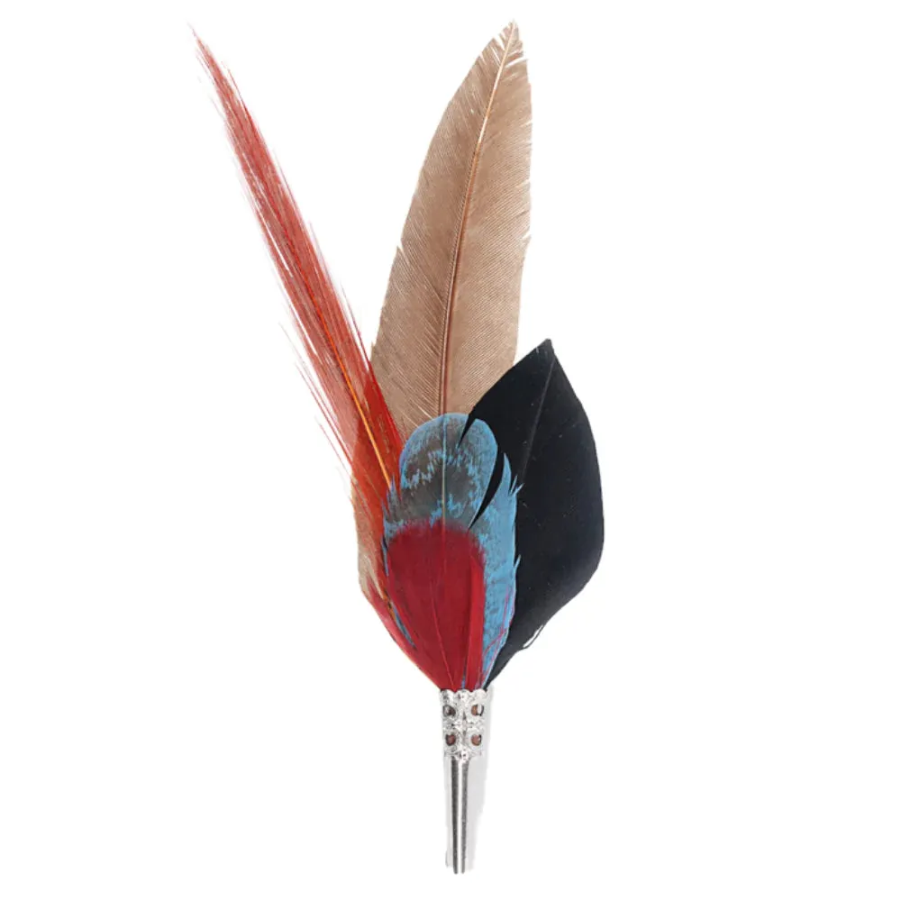 Pencil Feather Brooch - Reds & Browns