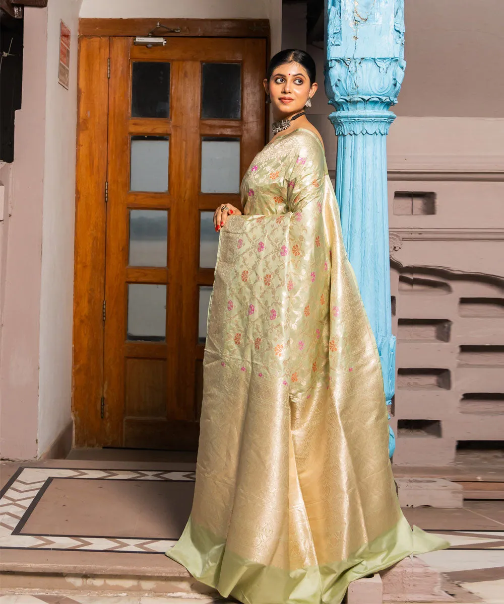 Pista silk handwoven banarasi saree