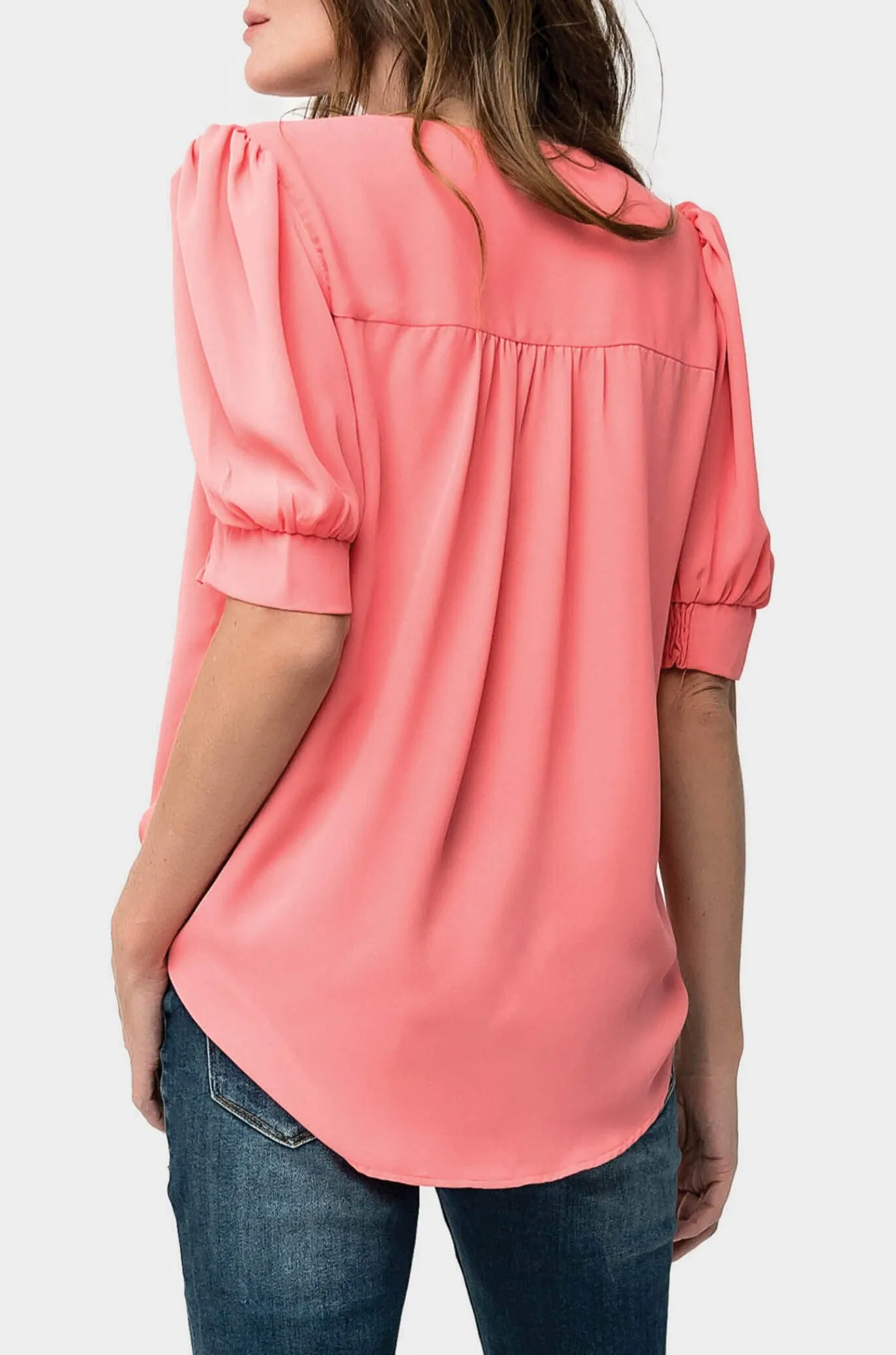 Puff Sleeve V-Neck Blouse