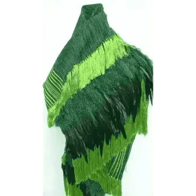 Purepecha rebozo with fringe and feathers