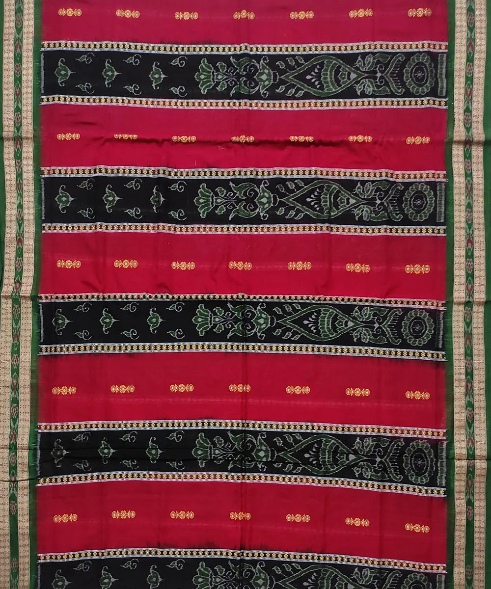 Red black green cotton handloom bomkai saree