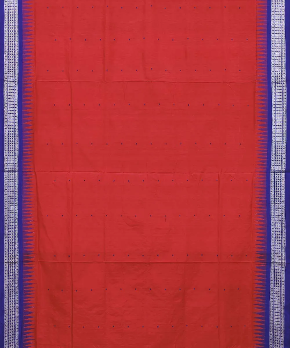 Red navy blue Silk Handwoven Bomkai Saree