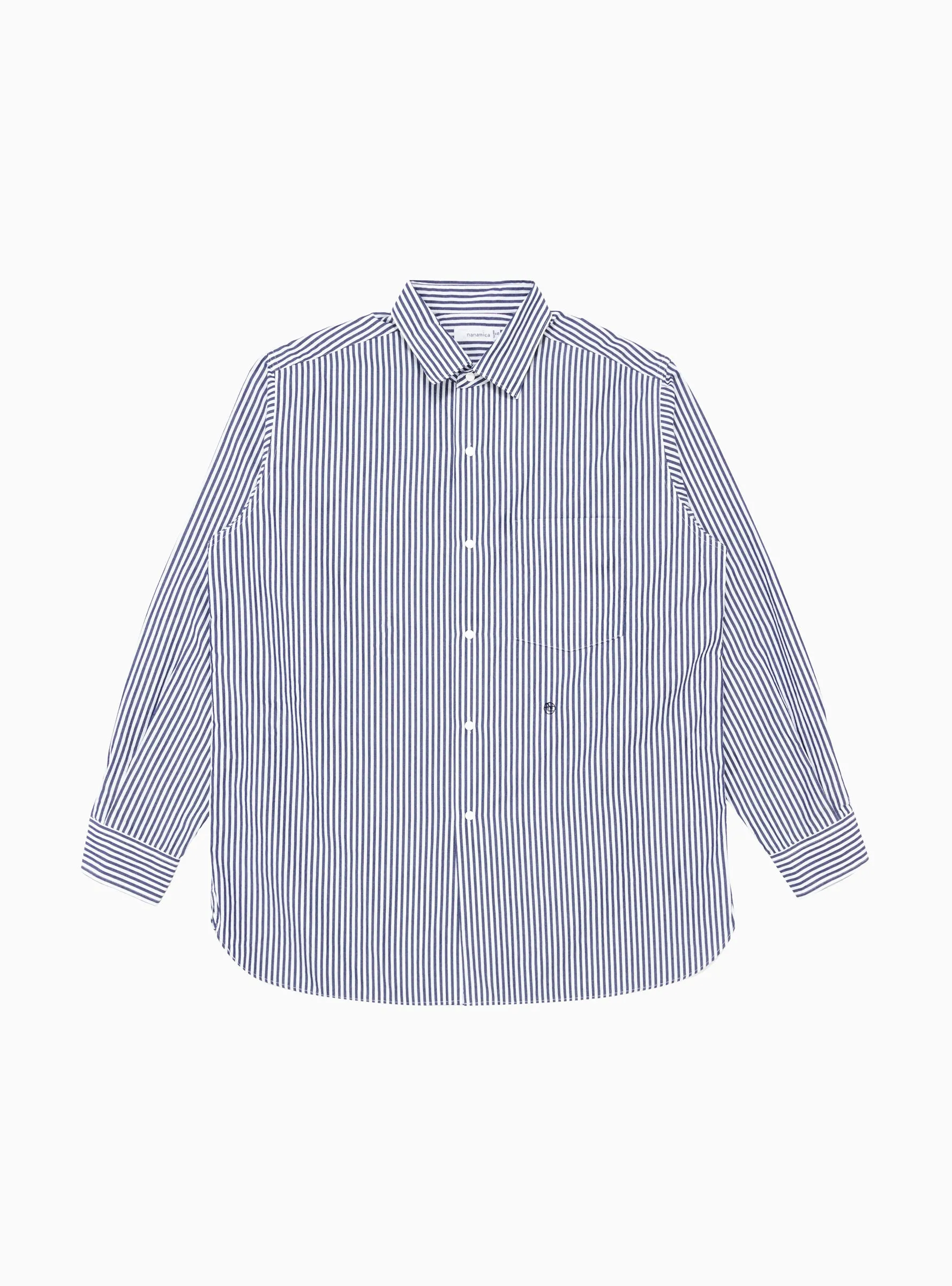 Regular Collar Stripe Wind Shirt Navy