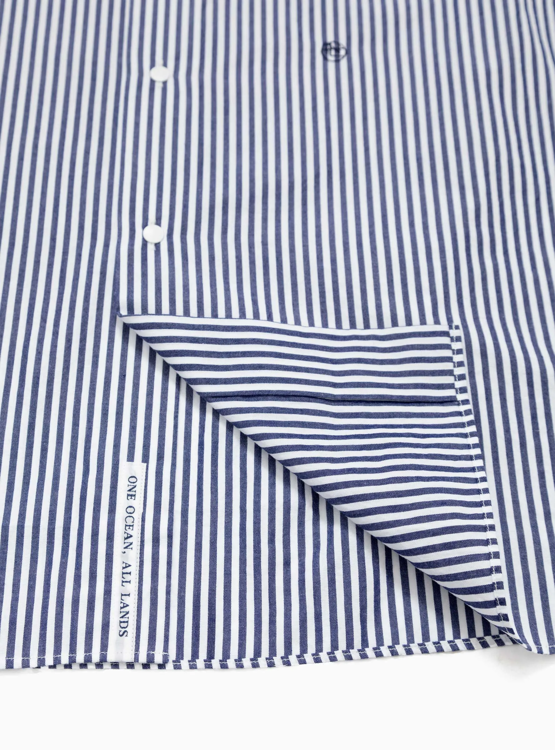 Regular Collar Stripe Wind Shirt Navy