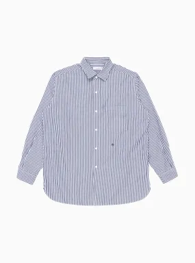 Regular Collar Stripe Wind Shirt Navy