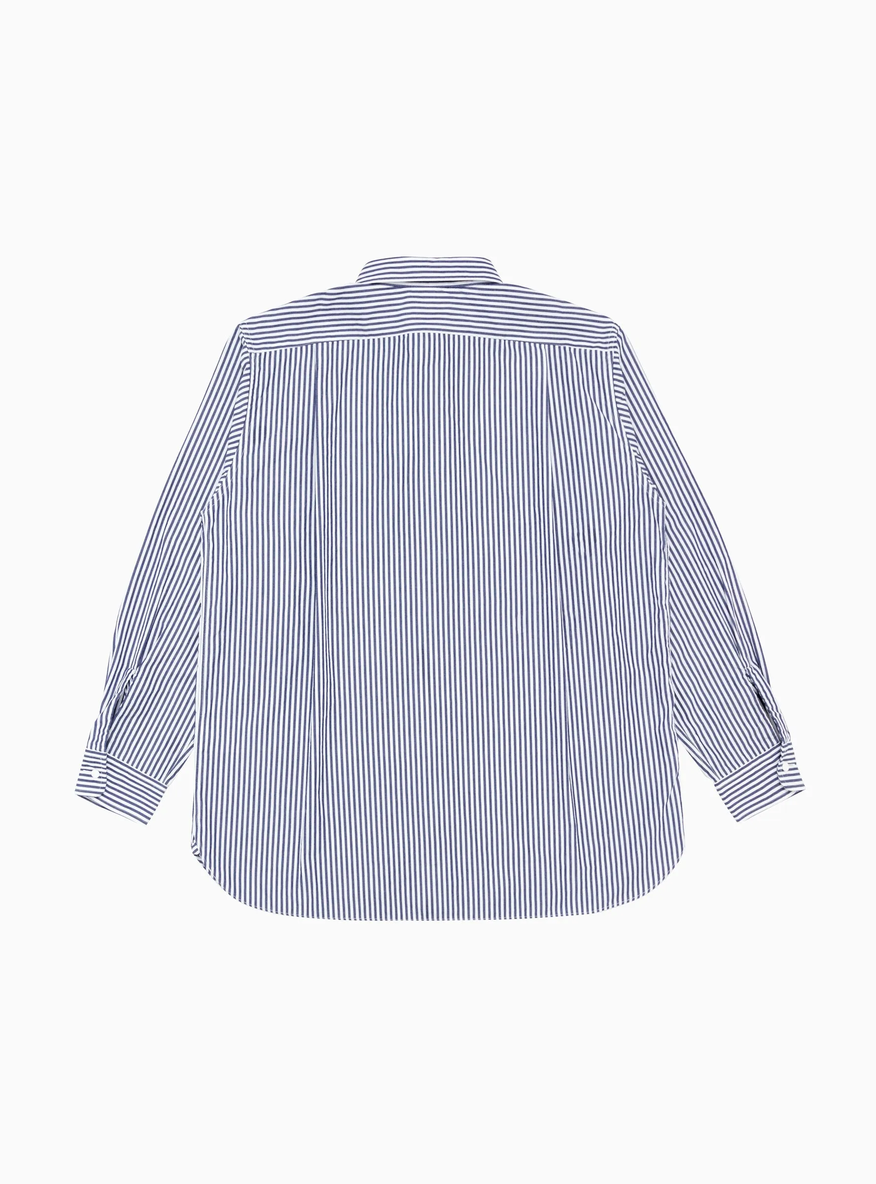 Regular Collar Stripe Wind Shirt Navy