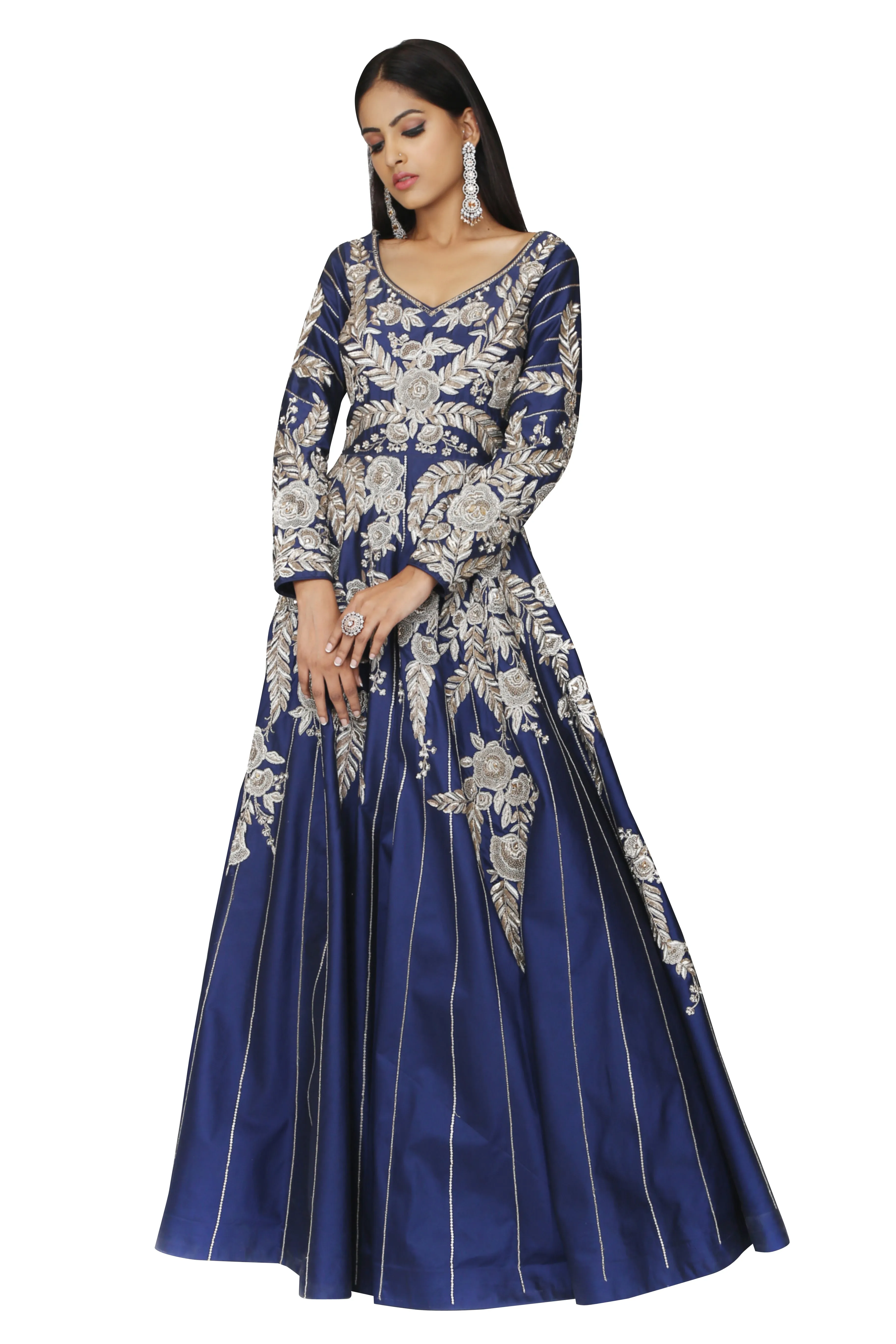 Royal Blue Embroidered Gown.