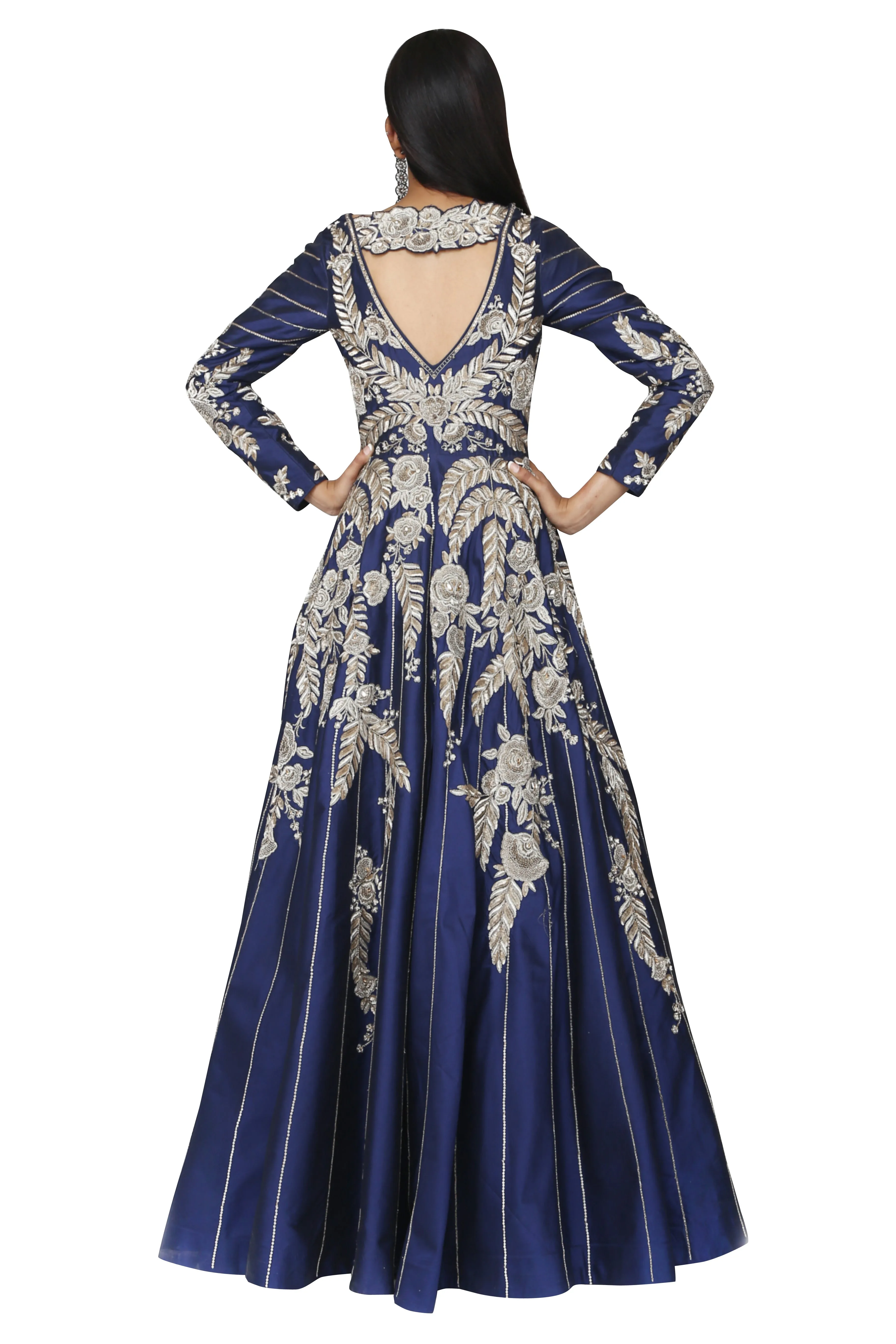 Royal Blue Embroidered Gown.