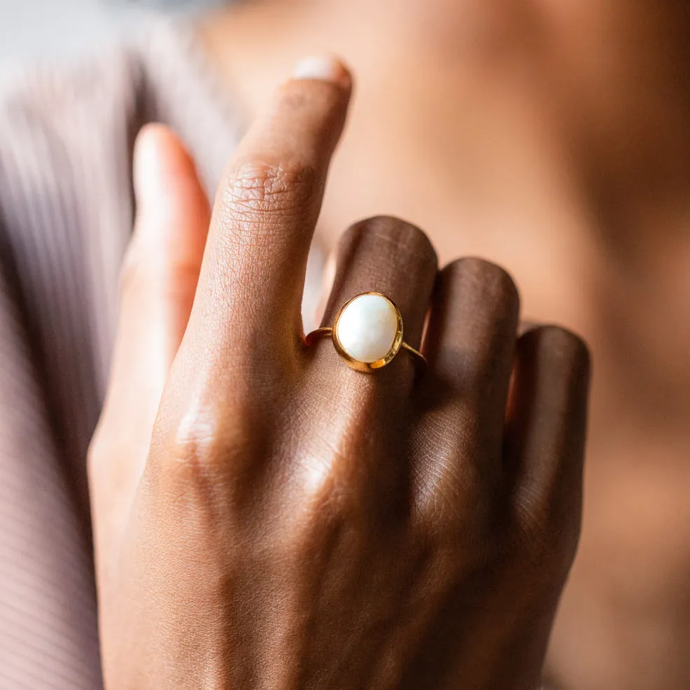 Simple Semi Precious Pearl Ring