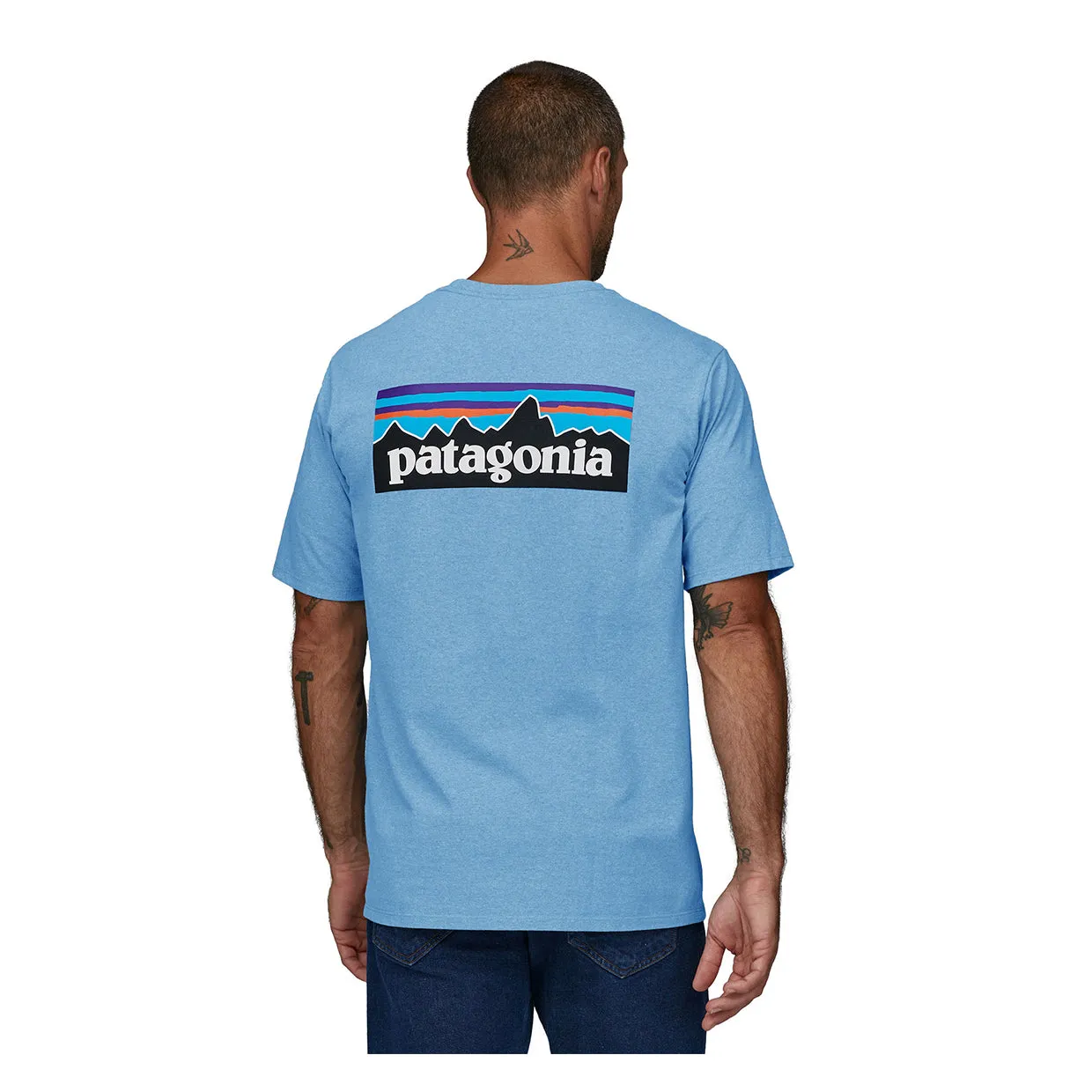 T-shirt Patagonia P-6 Logo Responsibili-Tee Azzurro