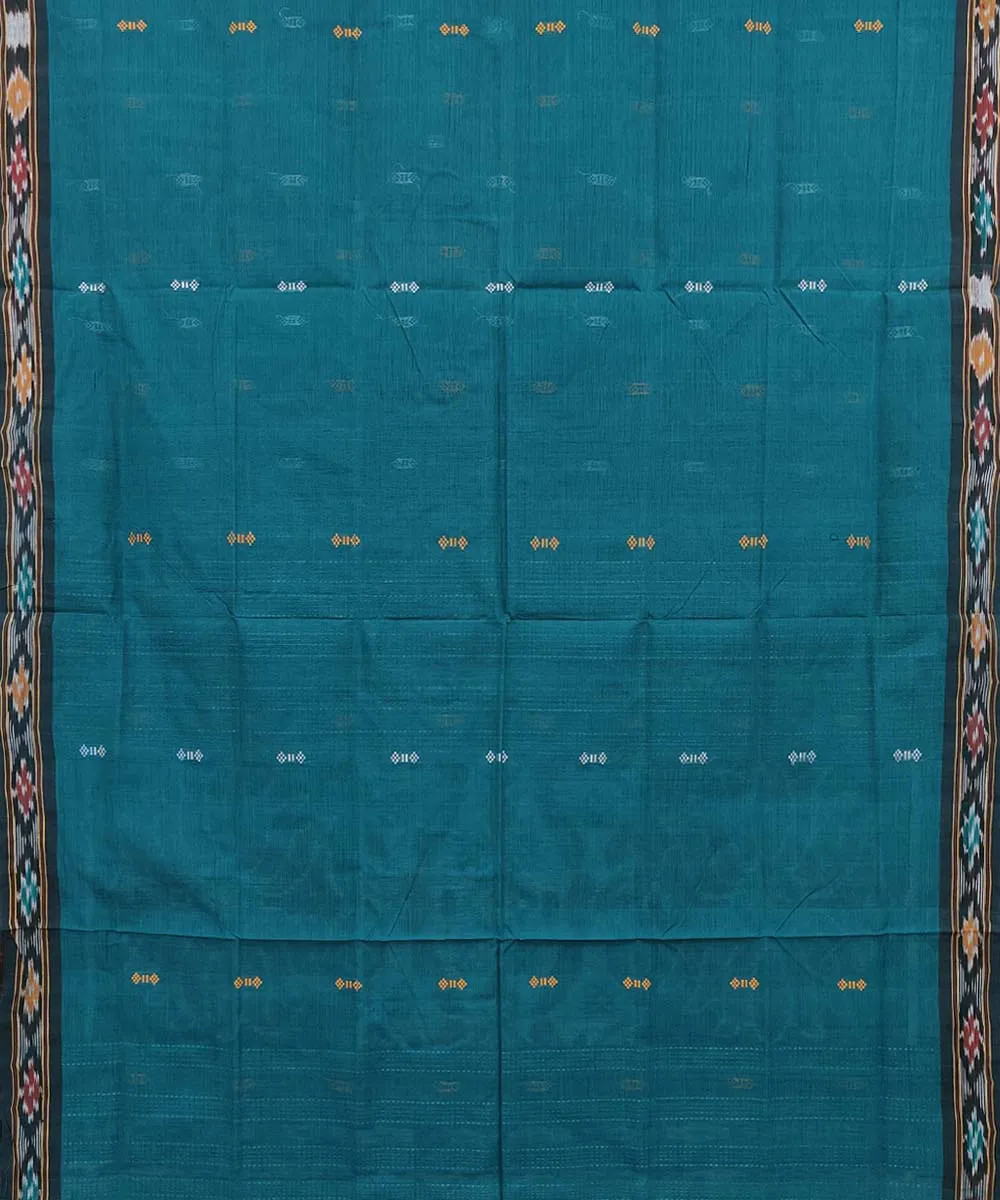 Teal Green Black Cotton Handwoven Odisha Ikat Saree