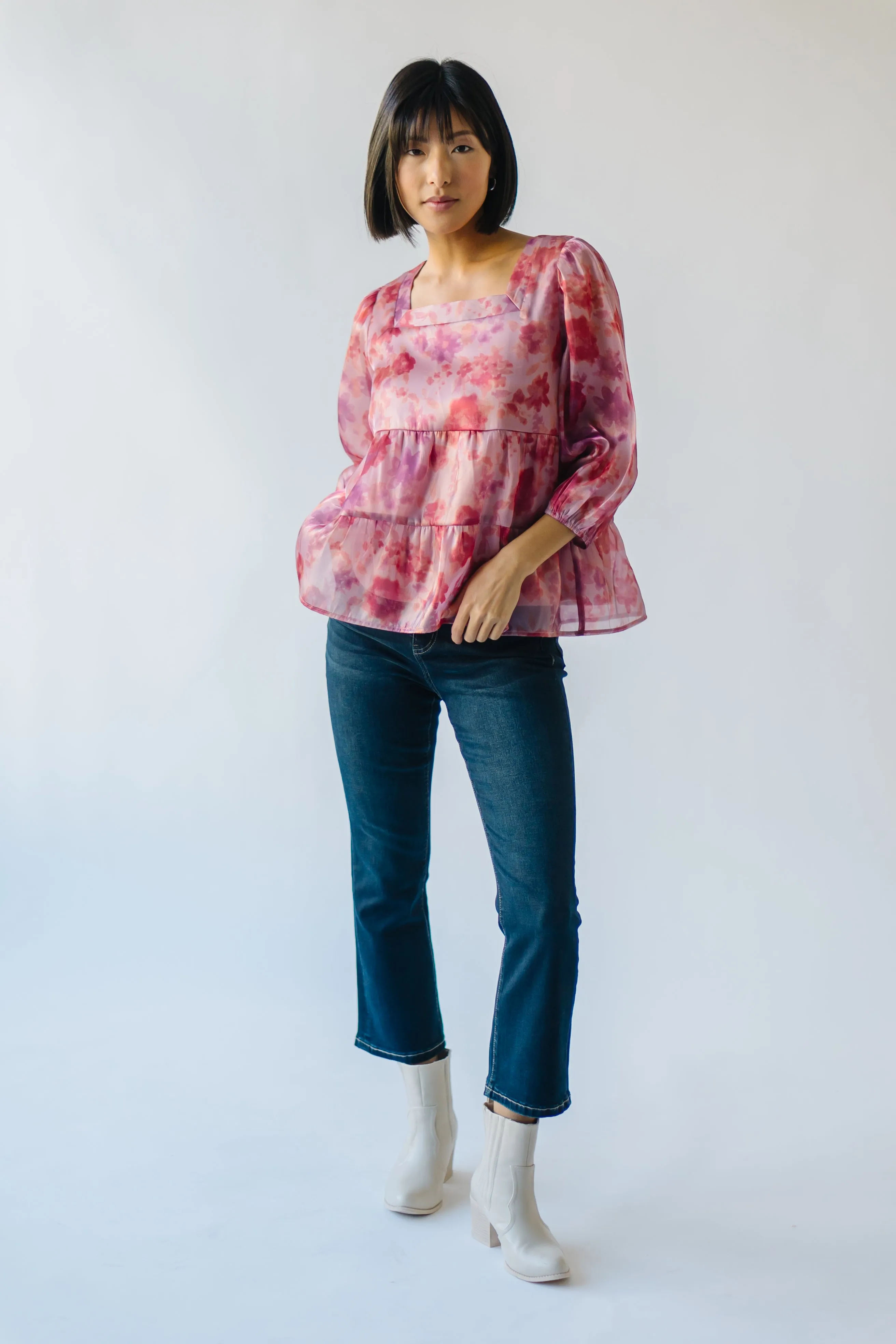 The Parkman Floral Organza Blouse in Blush