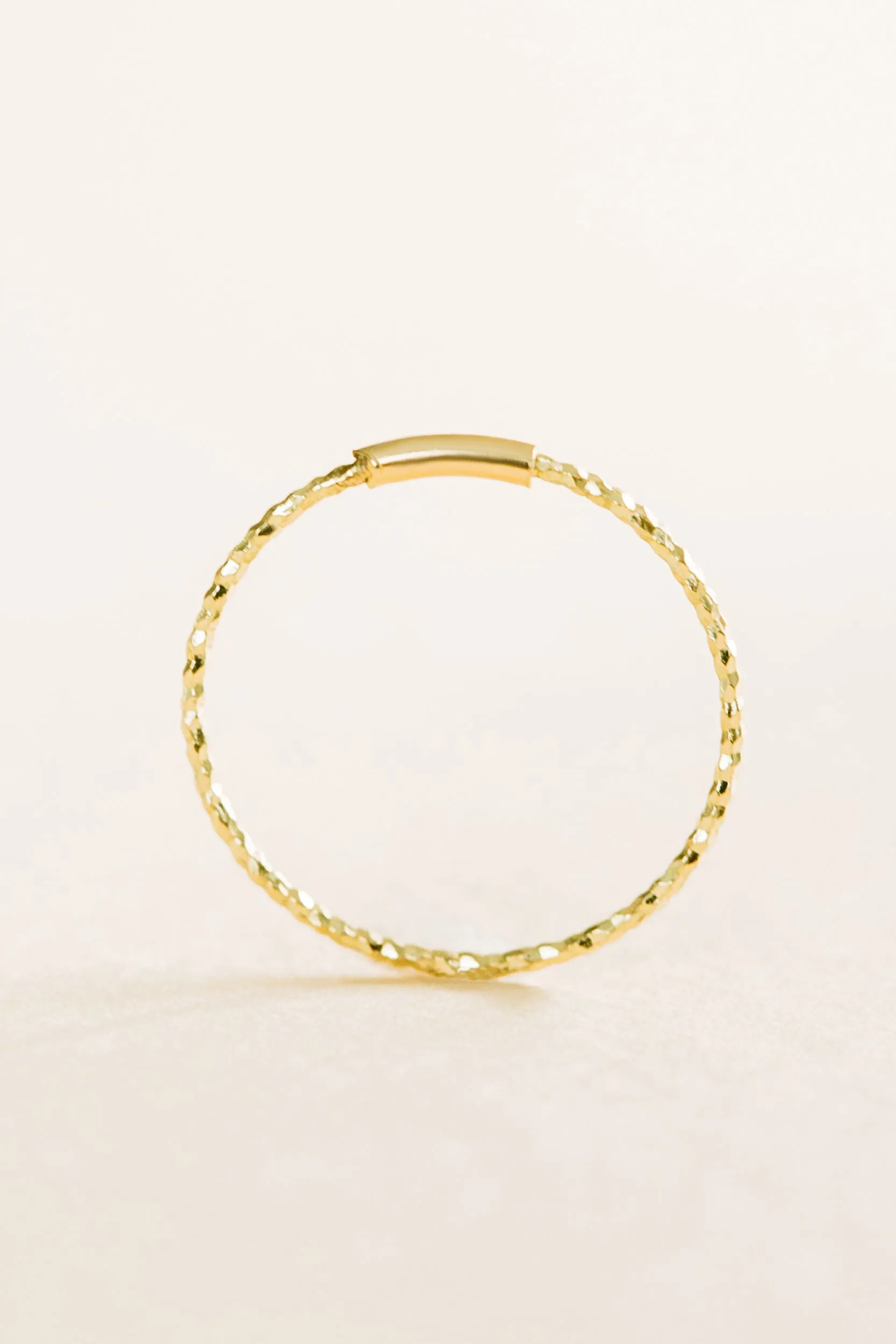 Twist Bling Circle Round Wave Pipe Hoop Ring Piercing Earring 14K Solid Gold