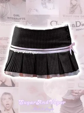 Vintage Pinstripe Coquette Micro-Mini Skirt