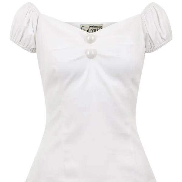 White 1950s Style Gypsy Top