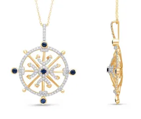 Yellow Gold Sapphire & Diamond Captain Pendant