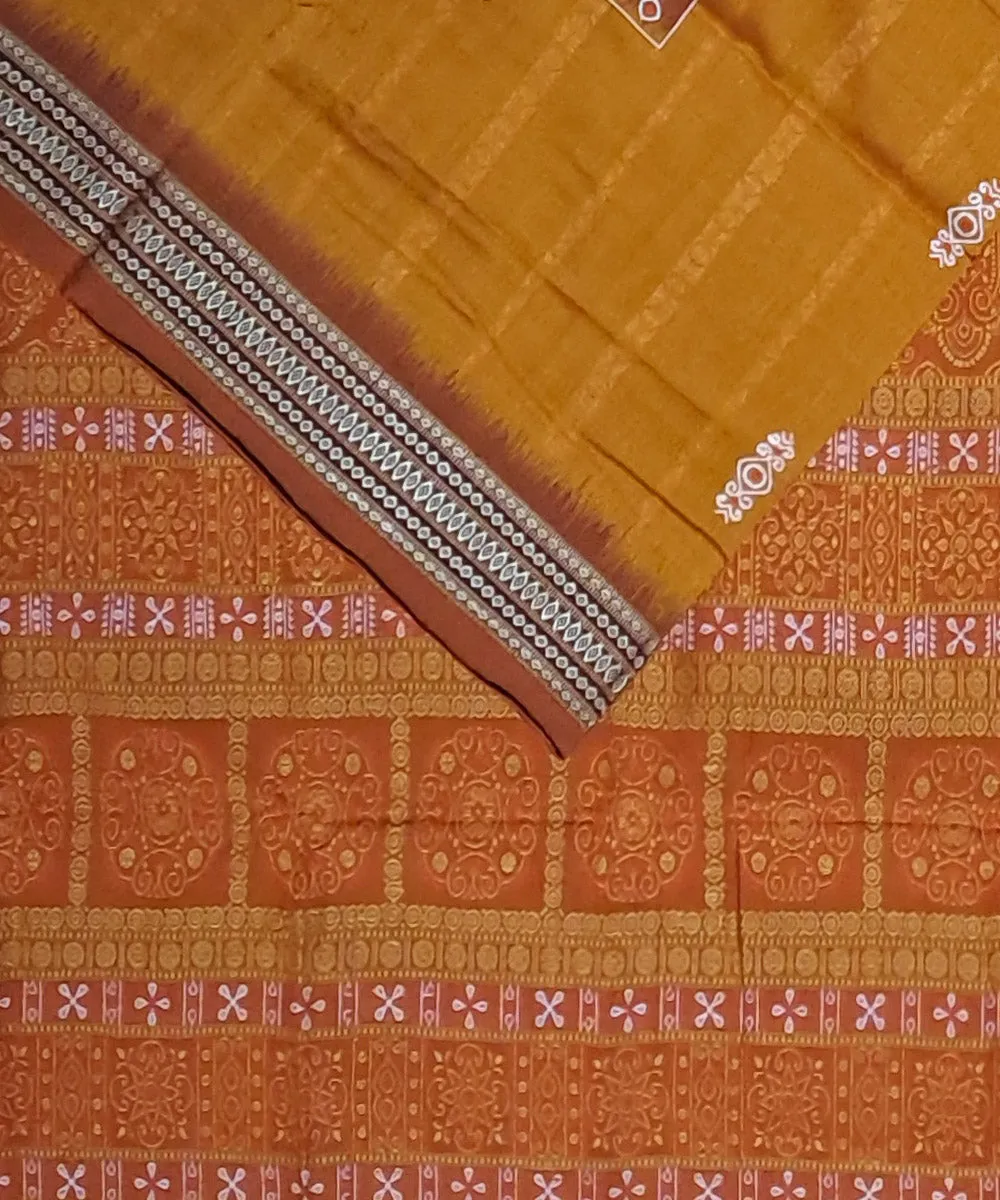 Yellow orange cotton handloom bomkai saree