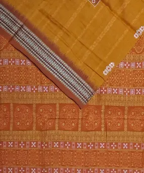 Yellow orange cotton handloom bomkai saree