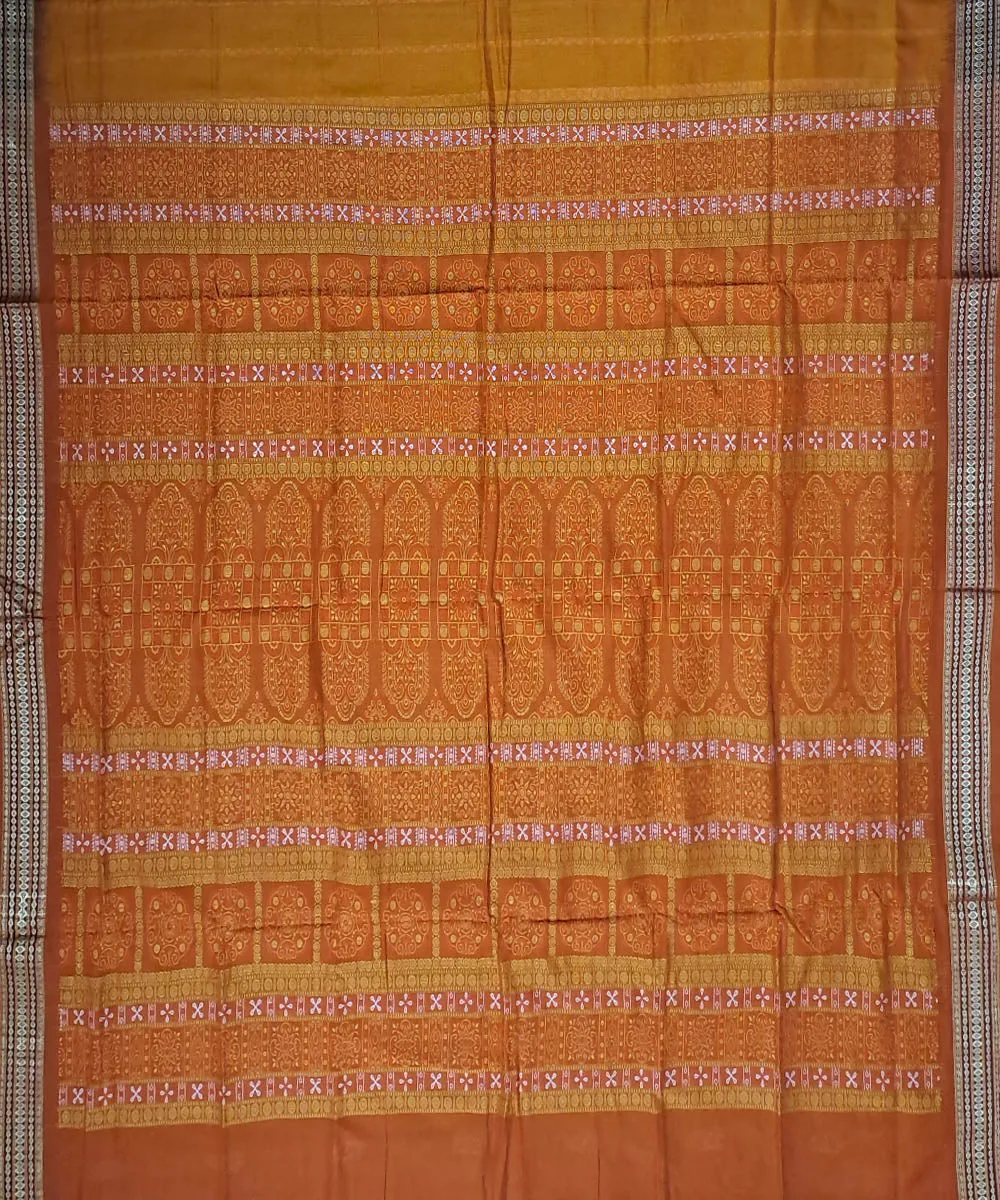 Yellow orange cotton handloom bomkai saree