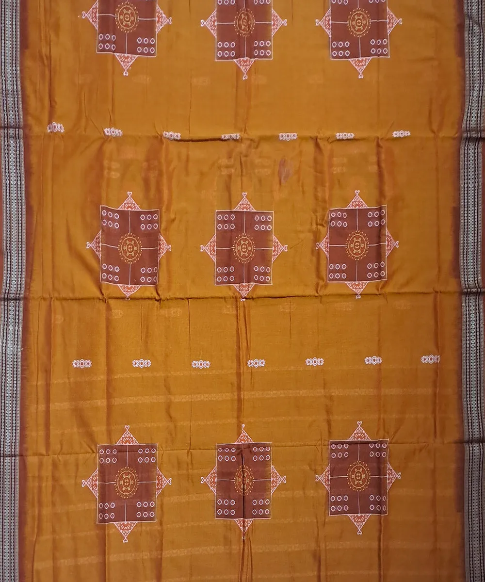 Yellow orange cotton handloom bomkai saree