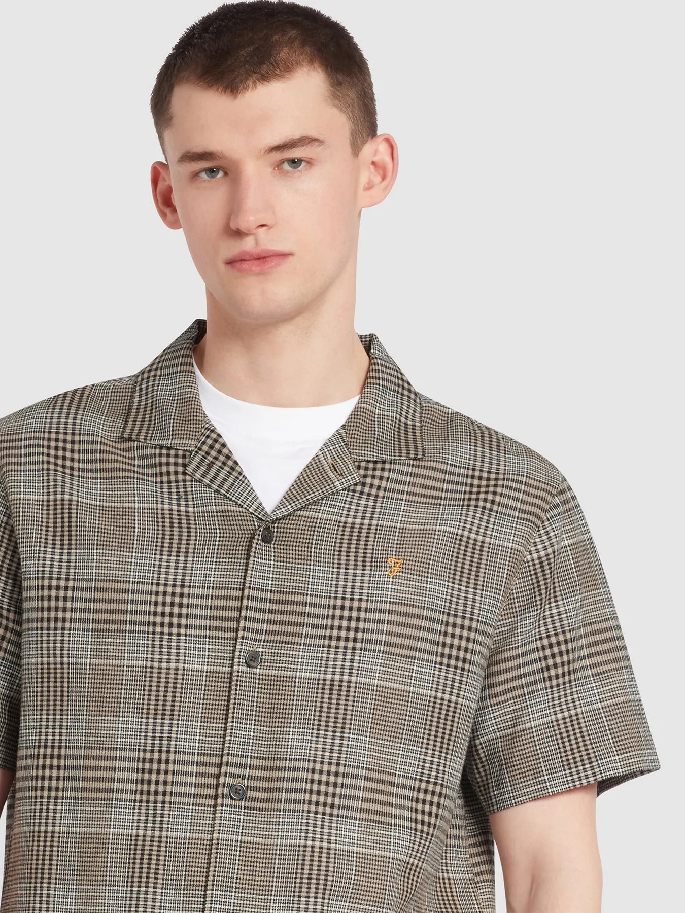 Yute Check Short Sleeve Shirt In True Khaki