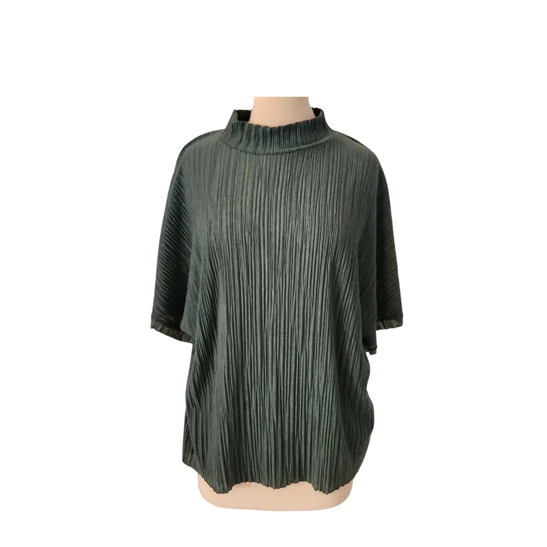 ZARA Green High-neck Pleated Top | Pre Loved |